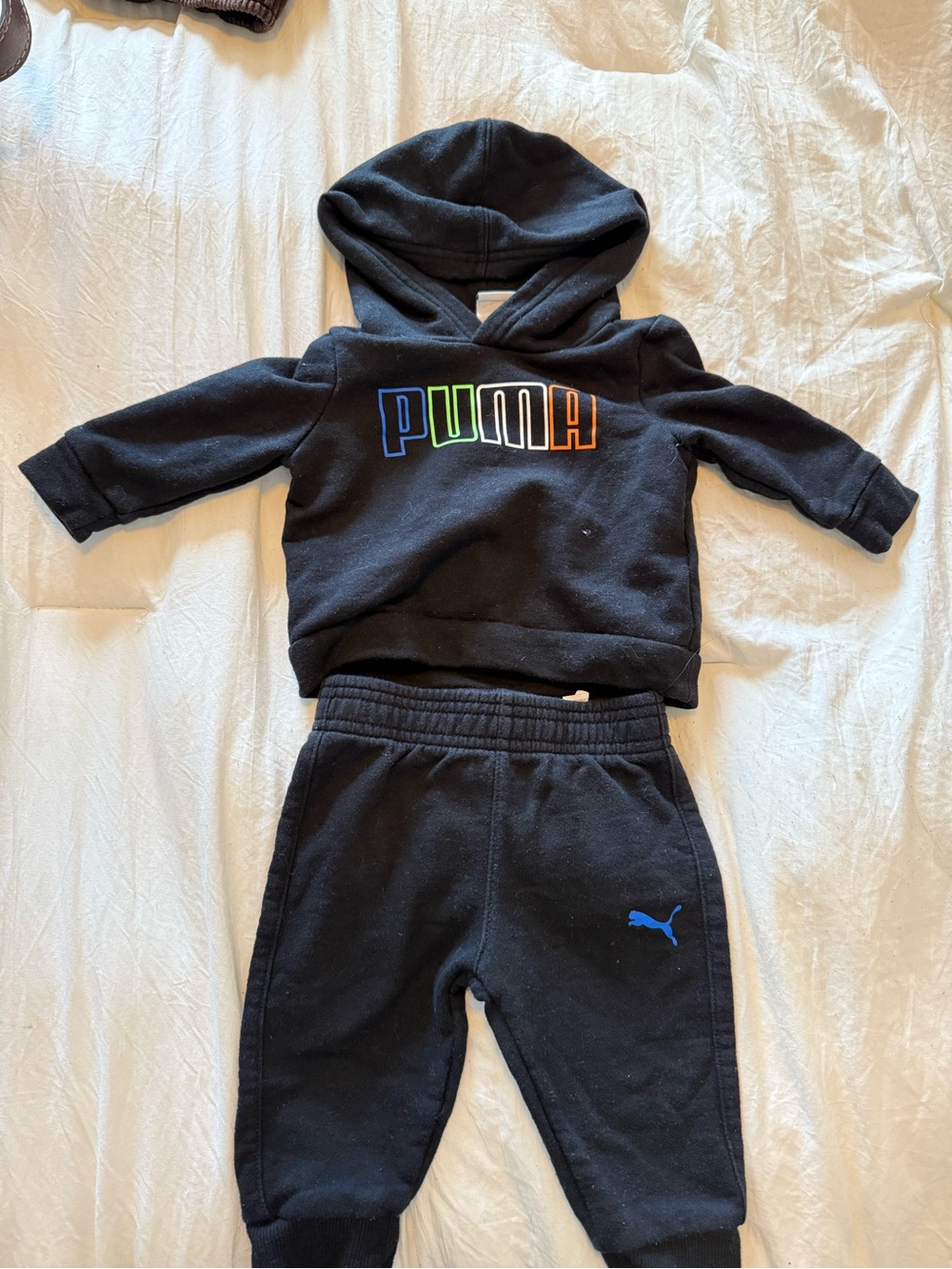 Puma Baby Black Hoodie & Jogger Set Size 6M